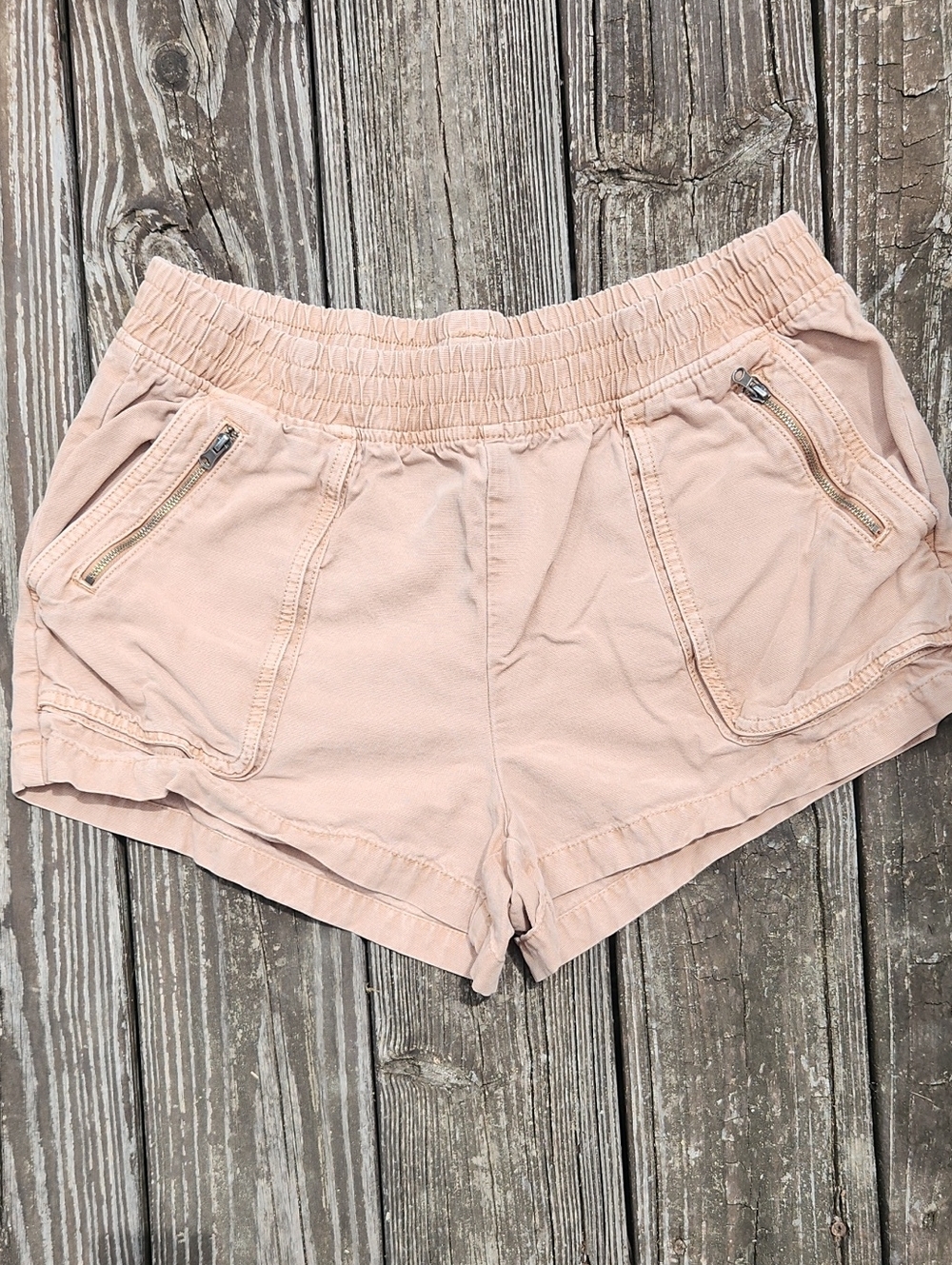 aerie Khaki High-Waist Zip Pocket Shorts, Size L